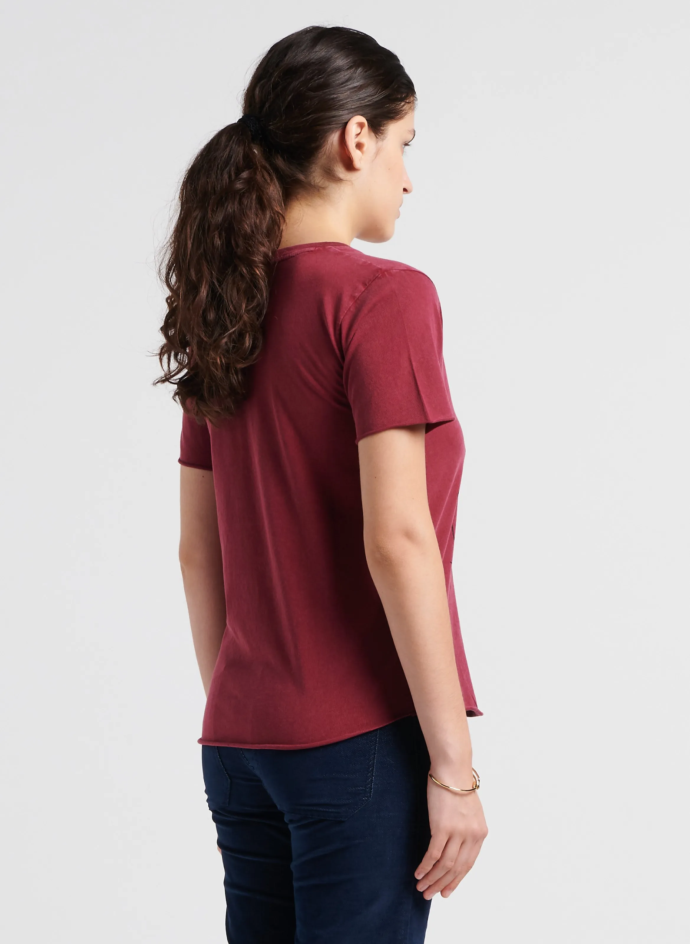  LEON & HARPER   TIZIA - T-shirt dritta scollo tondo serigrafata in cotone bio | Rosso