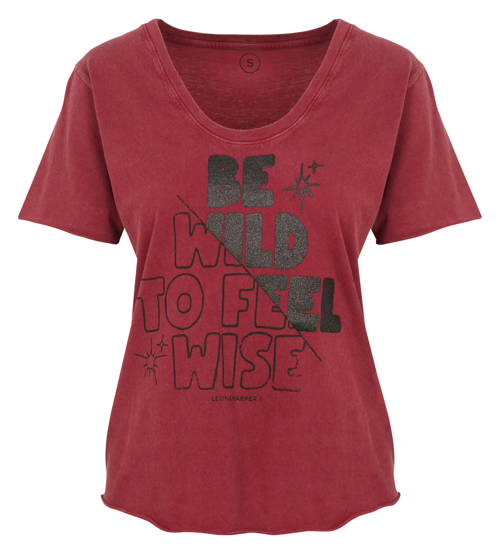  LEON & HARPER   TIZIA - T-shirt dritta scollo tondo serigrafata in cotone bio | Rosso