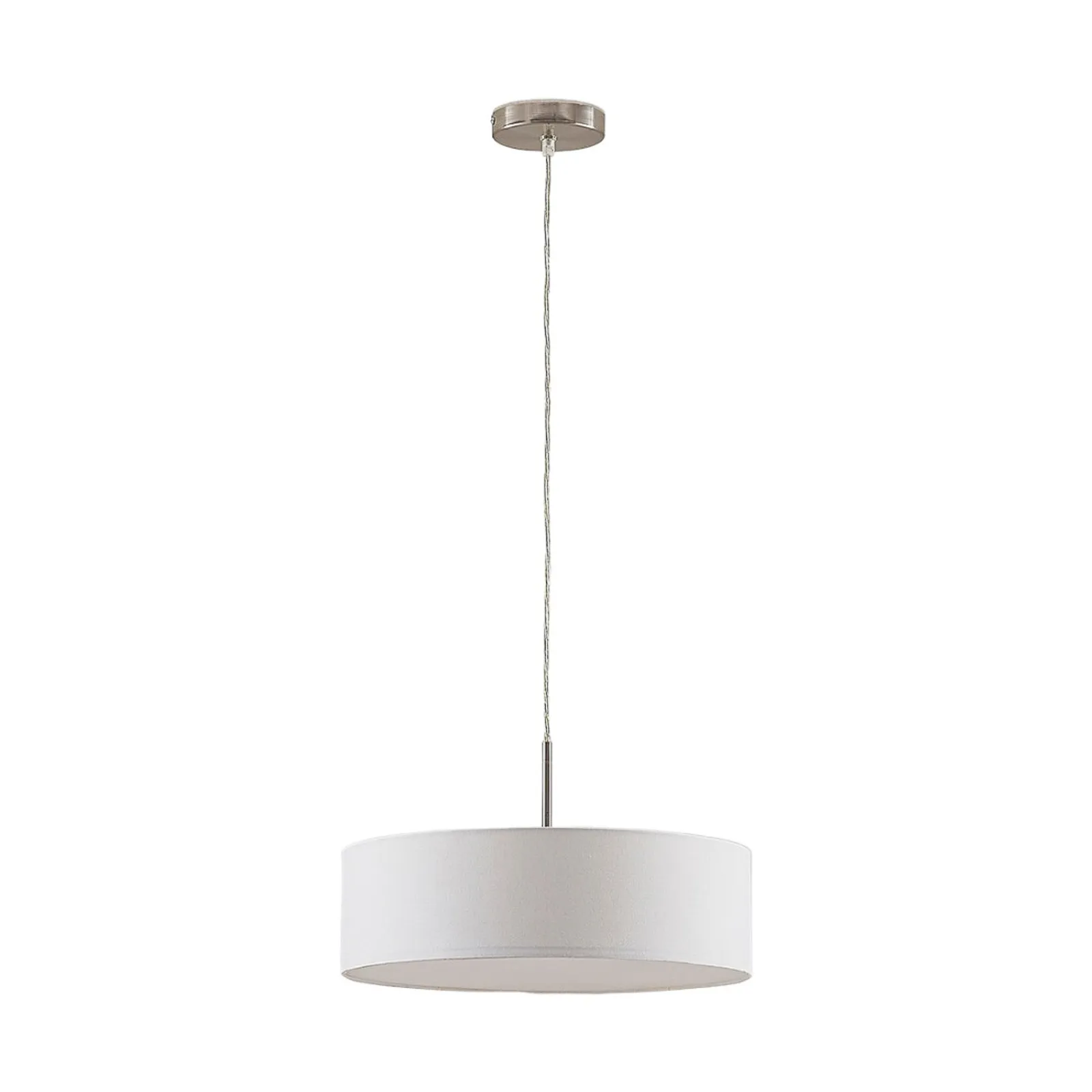 Lindby lampada a sospensione Sebatin, Ø 40 cm, bianco, tessuto, E27