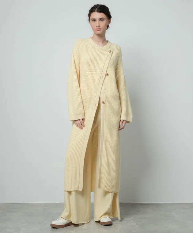 LISA YANG Cardigan lungo in cashmere giallo Elodie 2024023