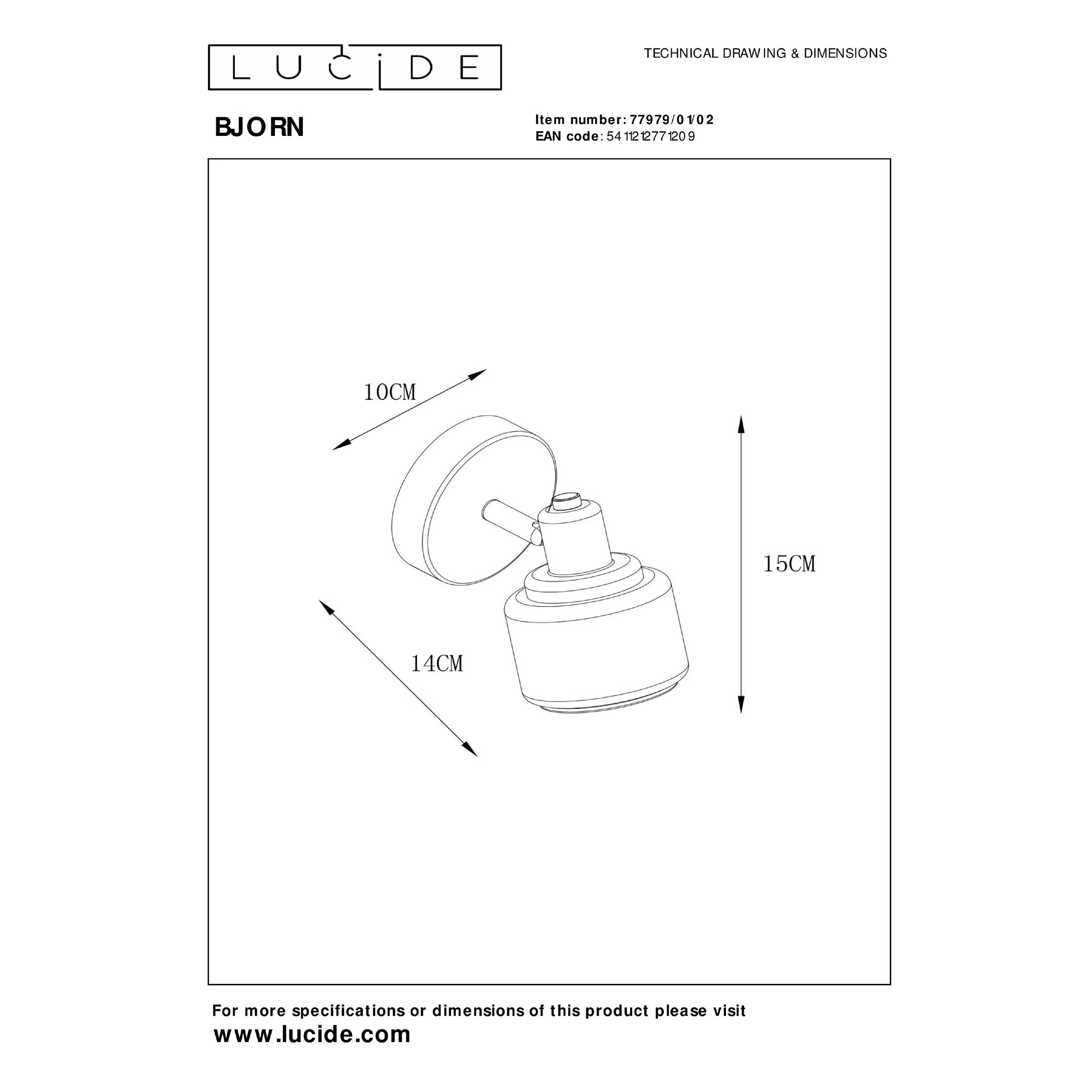 Lucide  Faretto dal design moderno in metallo e diffusore orientabile in vetro Bjorn - 40W
