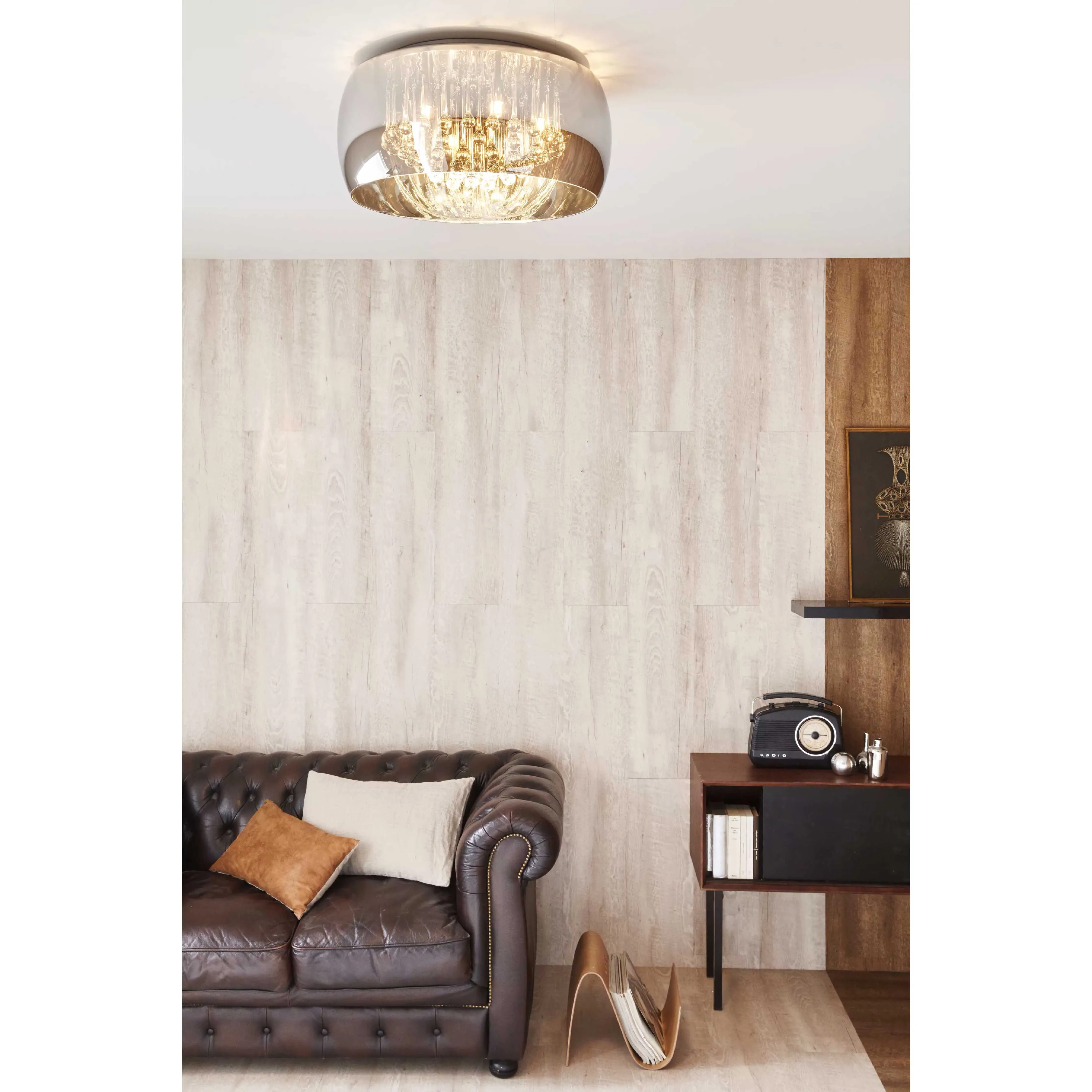Lucide  Plafoniera da soffitto struttura grande in metallo e diffusore rotondo in vetro Pearl - 28W