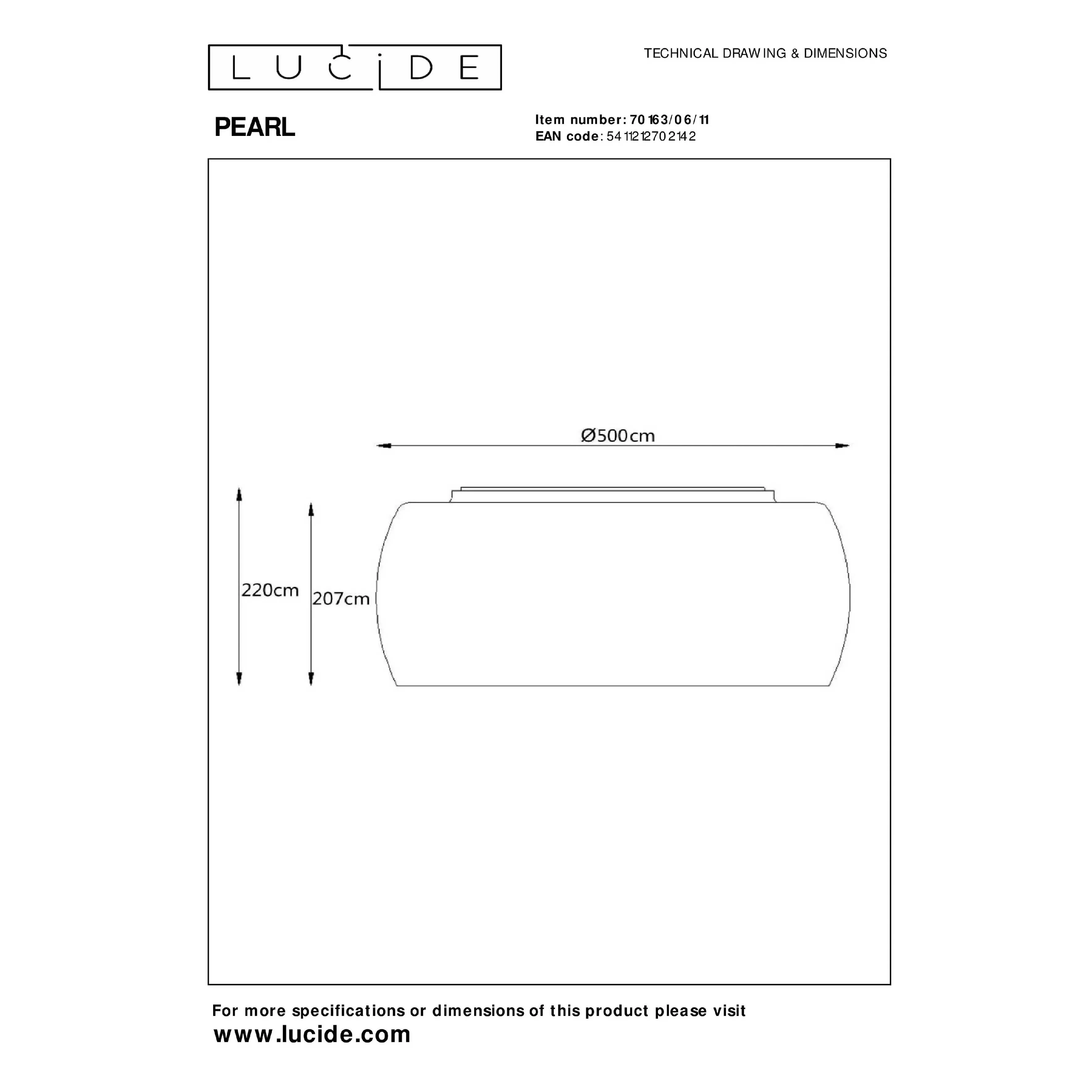 Lucide  Plafoniera da soffitto struttura grande in metallo e diffusore rotondo in vetro Pearl - 28W