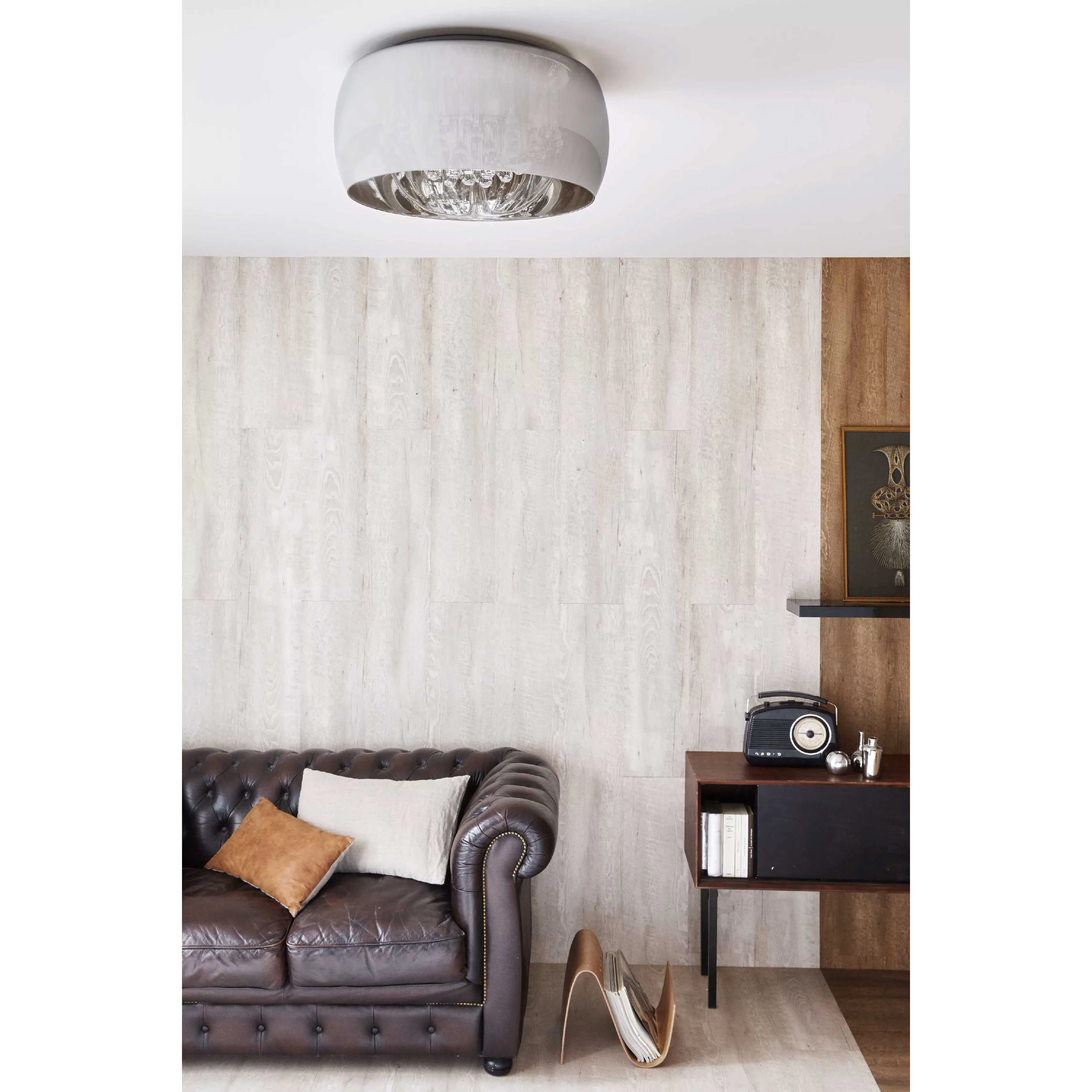 Lucide  Plafoniera da soffitto struttura grande in metallo e diffusore rotondo in vetro Pearl - 28W
