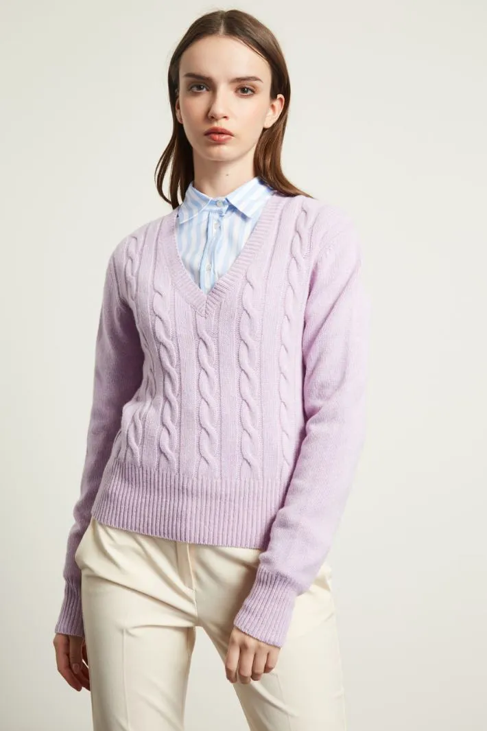 Maglia a trecce in cashmere