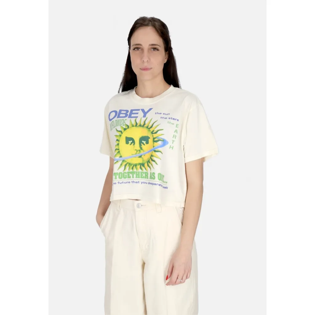 maglietta donna together as one weekend crop tee UNBLEACHED