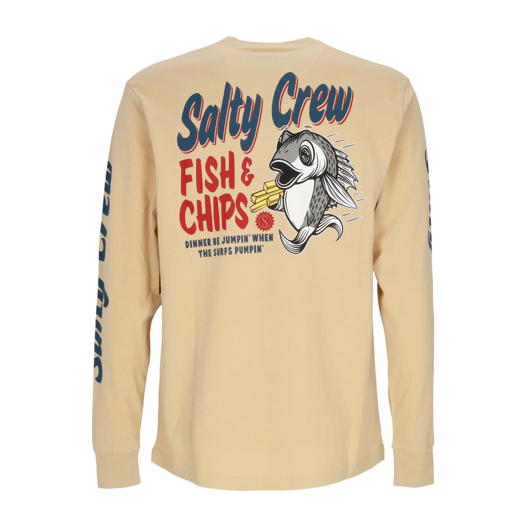 Maglietta Manica Lunga Uomo Fish and Chips Premium L/s Tee Camel