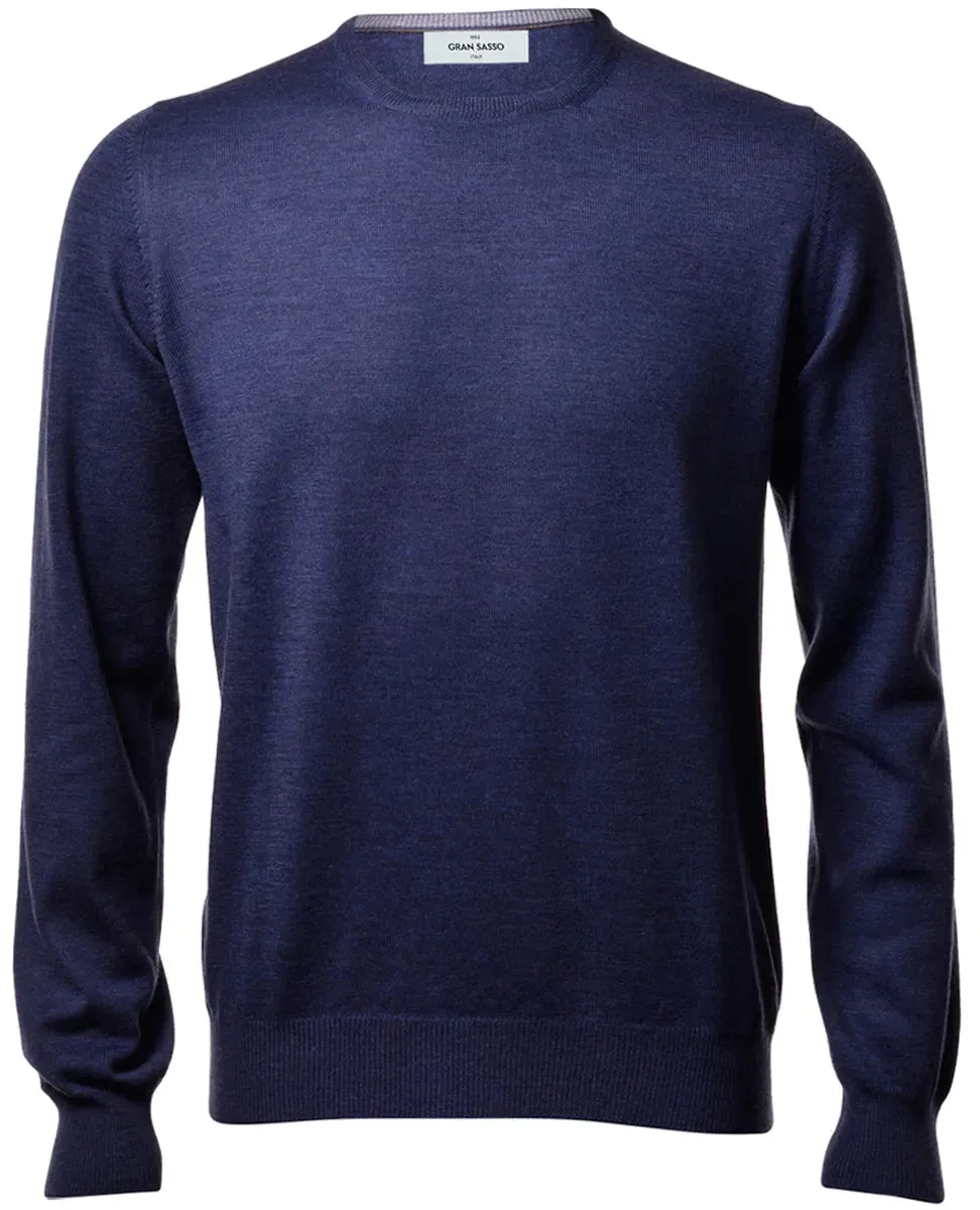 Maglione Girocollo Lana Merinos Gran Sasso Blu da Uomo
