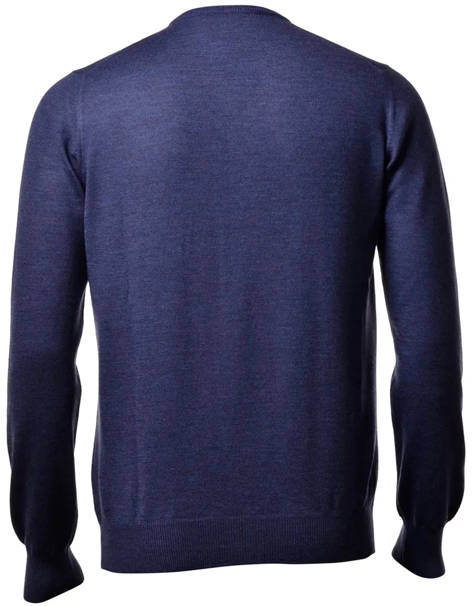 Maglione Girocollo Lana Merinos Gran Sasso Blu da Uomo