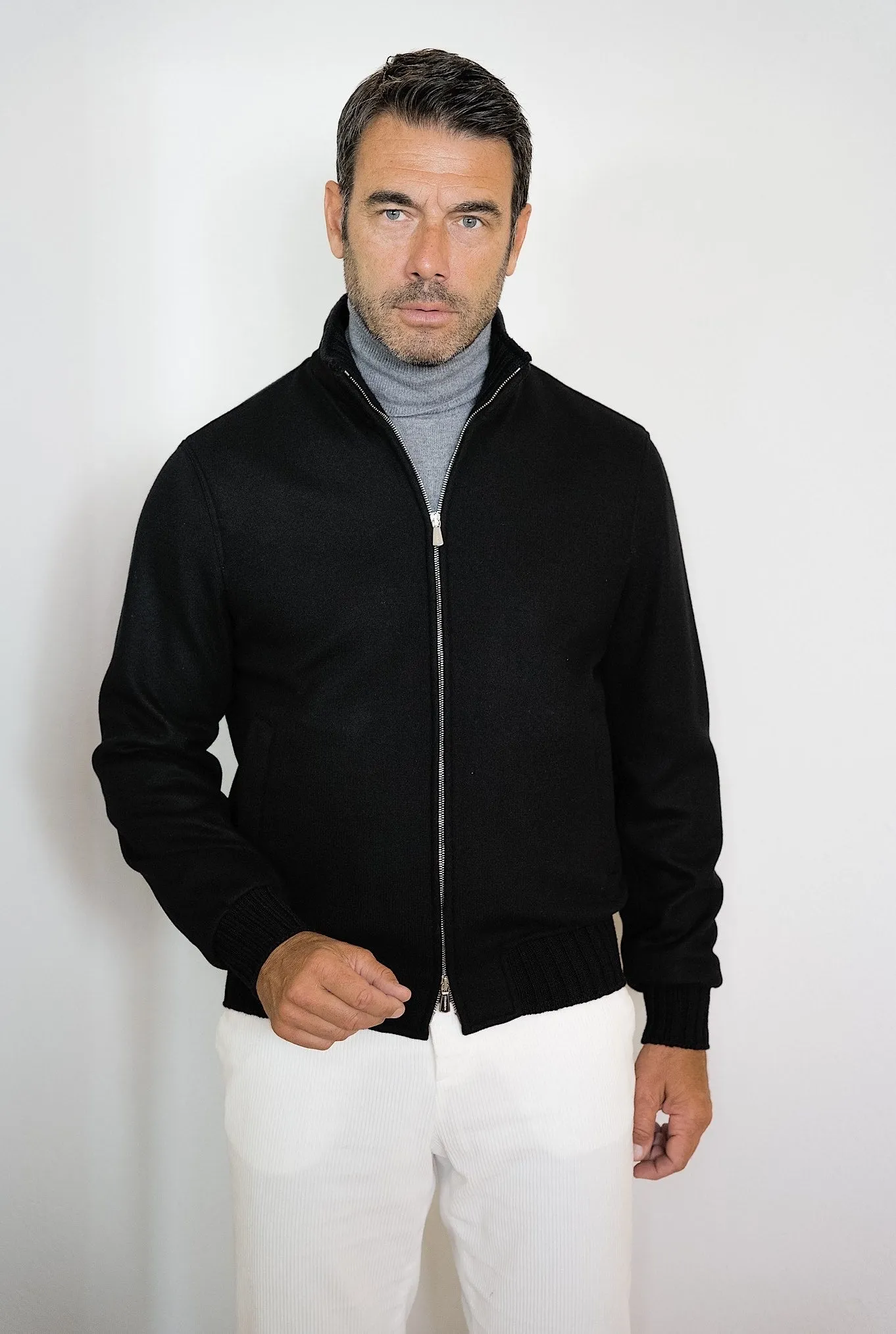 MANDELLI Giubbino in Jersey Cashmere Nero