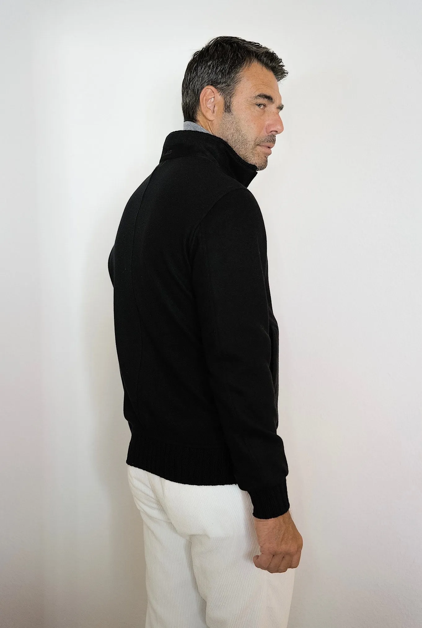 MANDELLI Giubbino in Jersey Cashmere Nero
