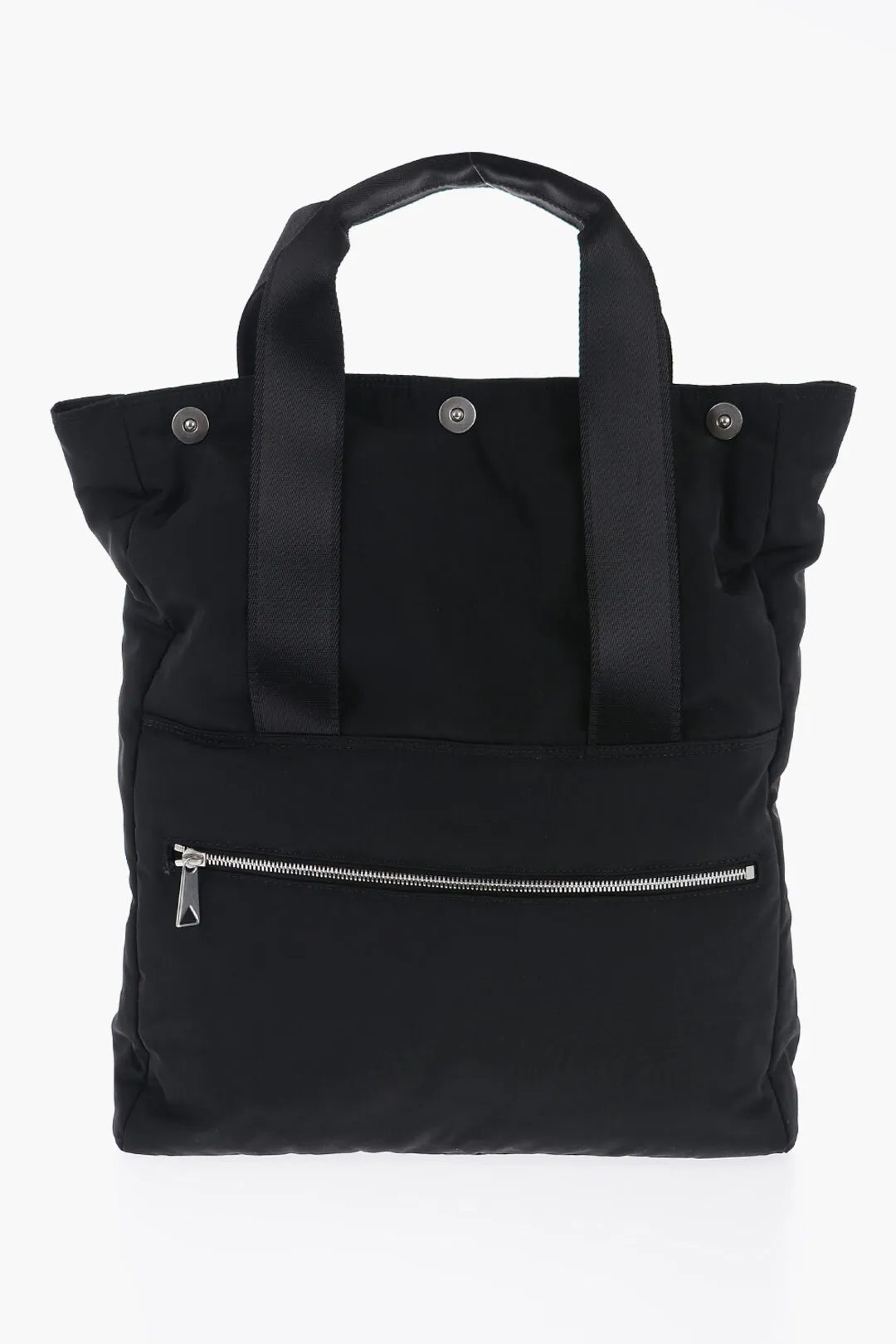 Maxi Tote Bag Imbottita a Tinta Unita con Chiusura a Bottoni Automatici