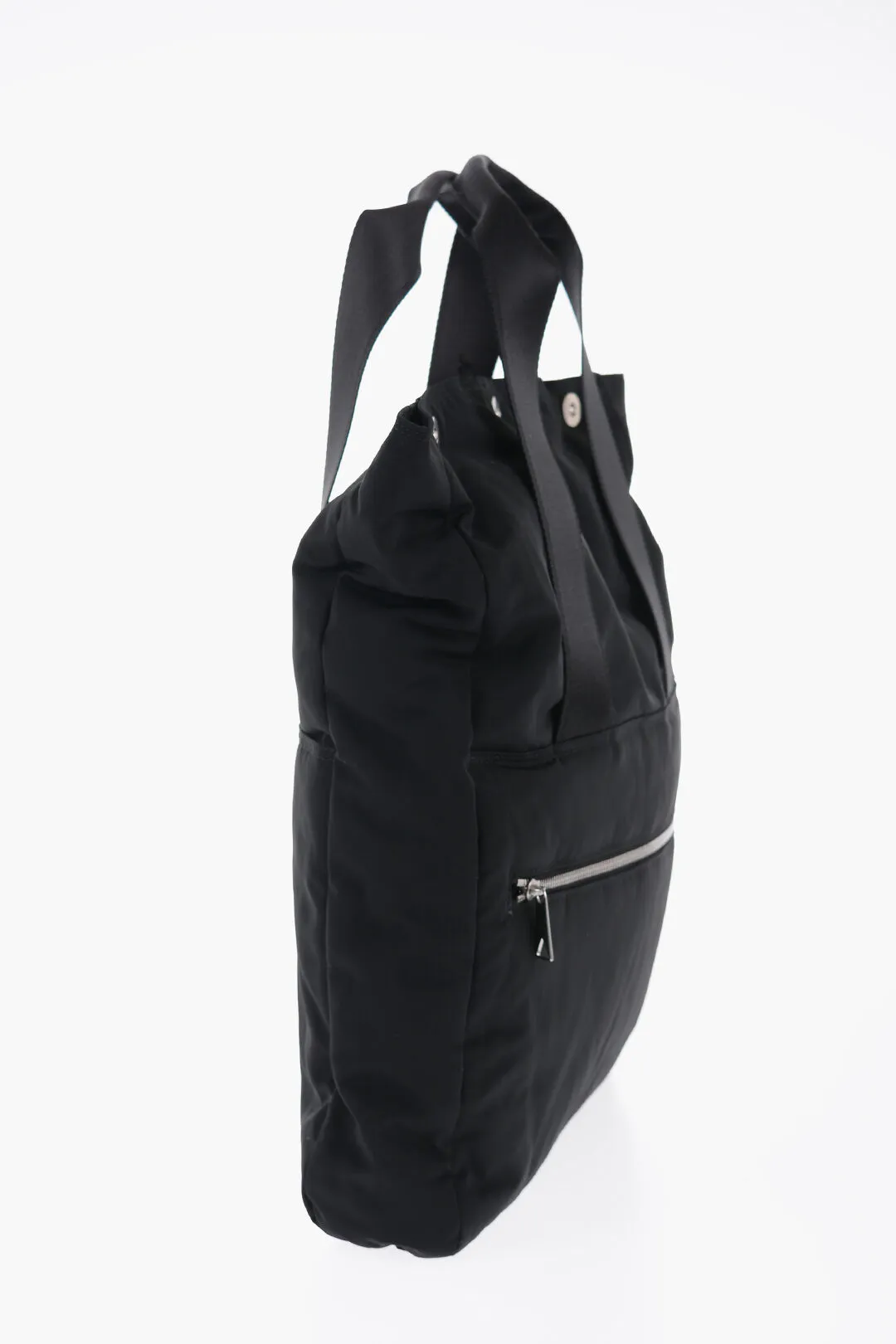 Maxi Tote Bag Imbottita a Tinta Unita con Chiusura a Bottoni Automatici
