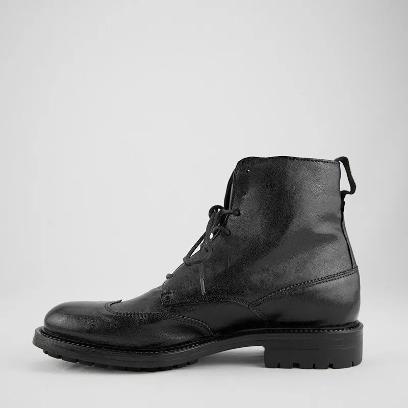 MEDDY NERO - Stivaletto Stringato Donna in Pelle di Agnello Vegetale - HUNDRED100
