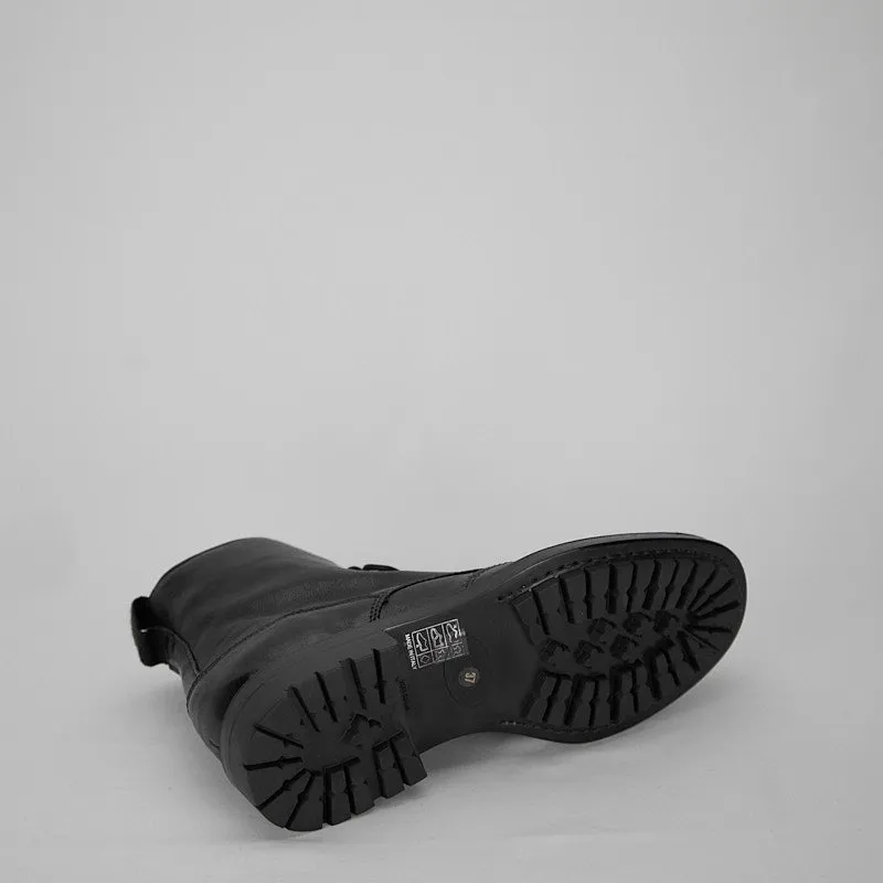 MEDDY NERO - Stivaletto Stringato Donna in Pelle di Agnello Vegetale - HUNDRED100