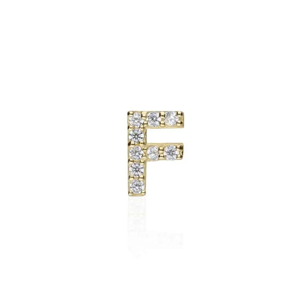 Mono Orecchino Lobo Lettera F Bon Ton Oro Giallo 375/1000 Cubic Zirconia Bianco 1415495