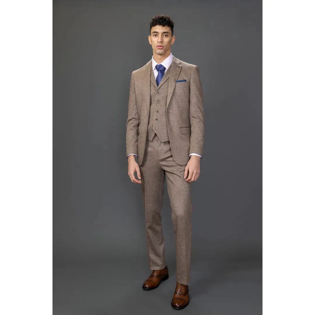 Nathan - Abito slim fit marrone 3 pezzi da uomo