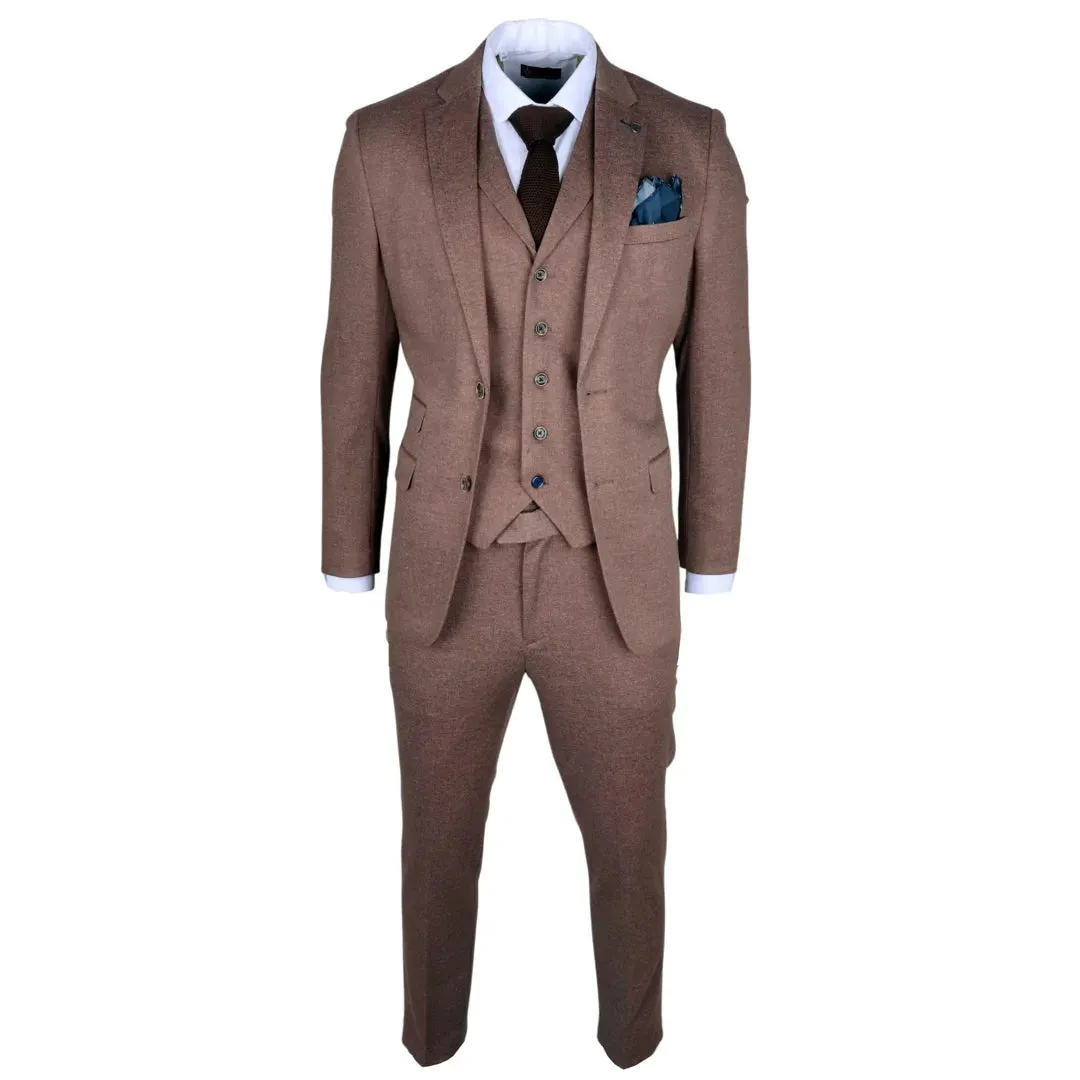 Nathan - Abito slim fit marrone 3 pezzi da uomo
