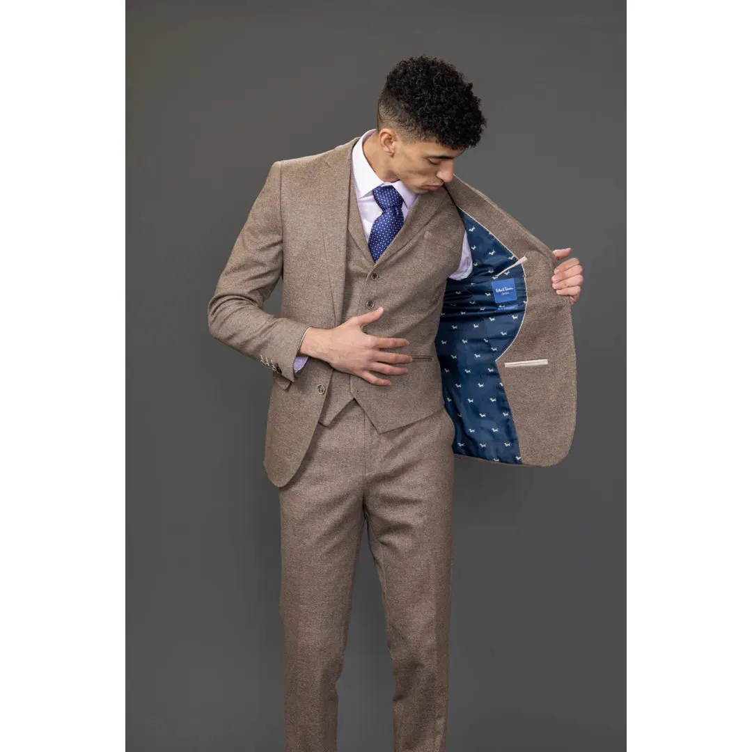 Nathan - Abito slim fit marrone 3 pezzi da uomo