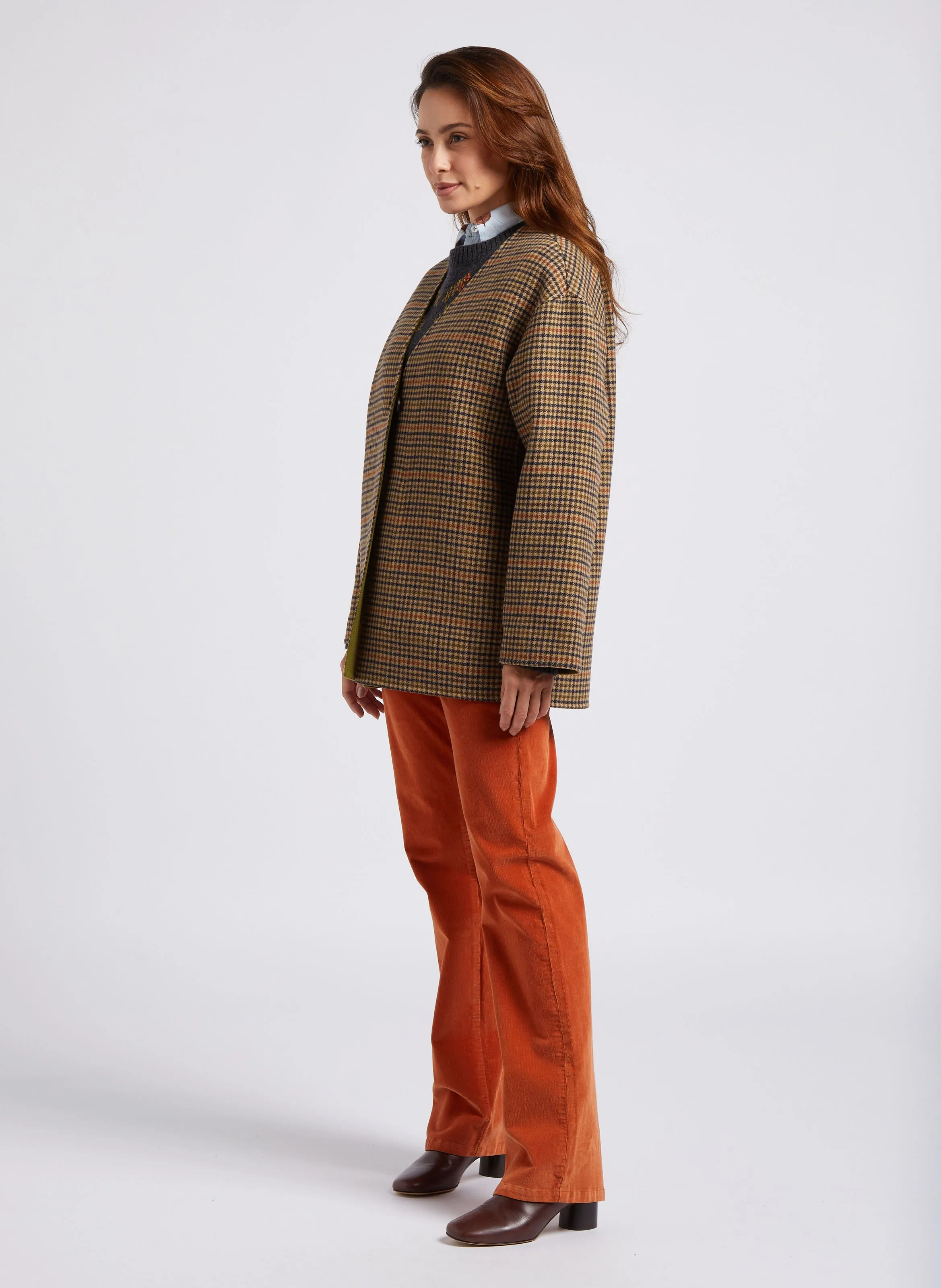  NICE THINGS   Camicia sciancrata collo classico in cotone | Blu
