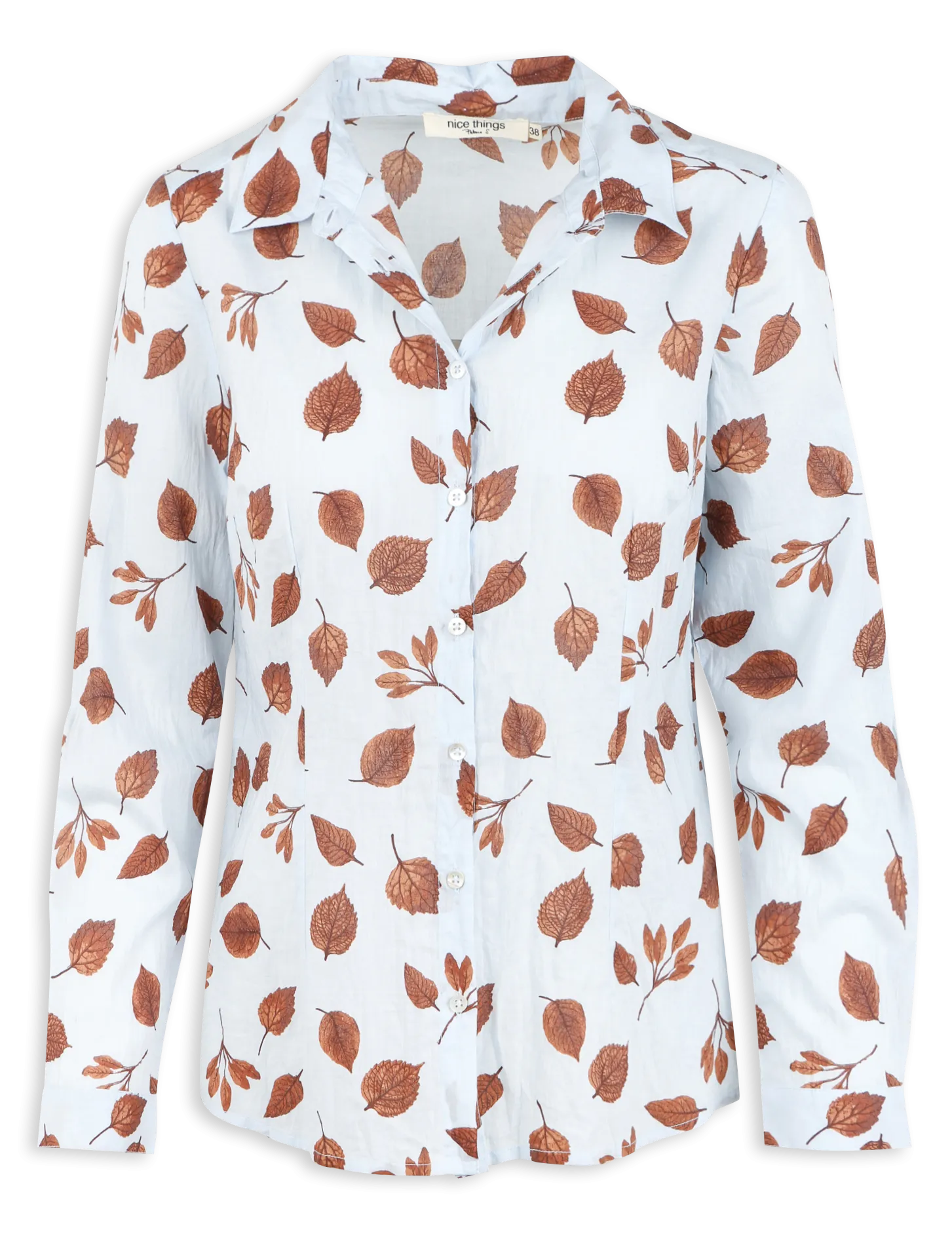  NICE THINGS   Camicia sciancrata collo classico in cotone | Blu