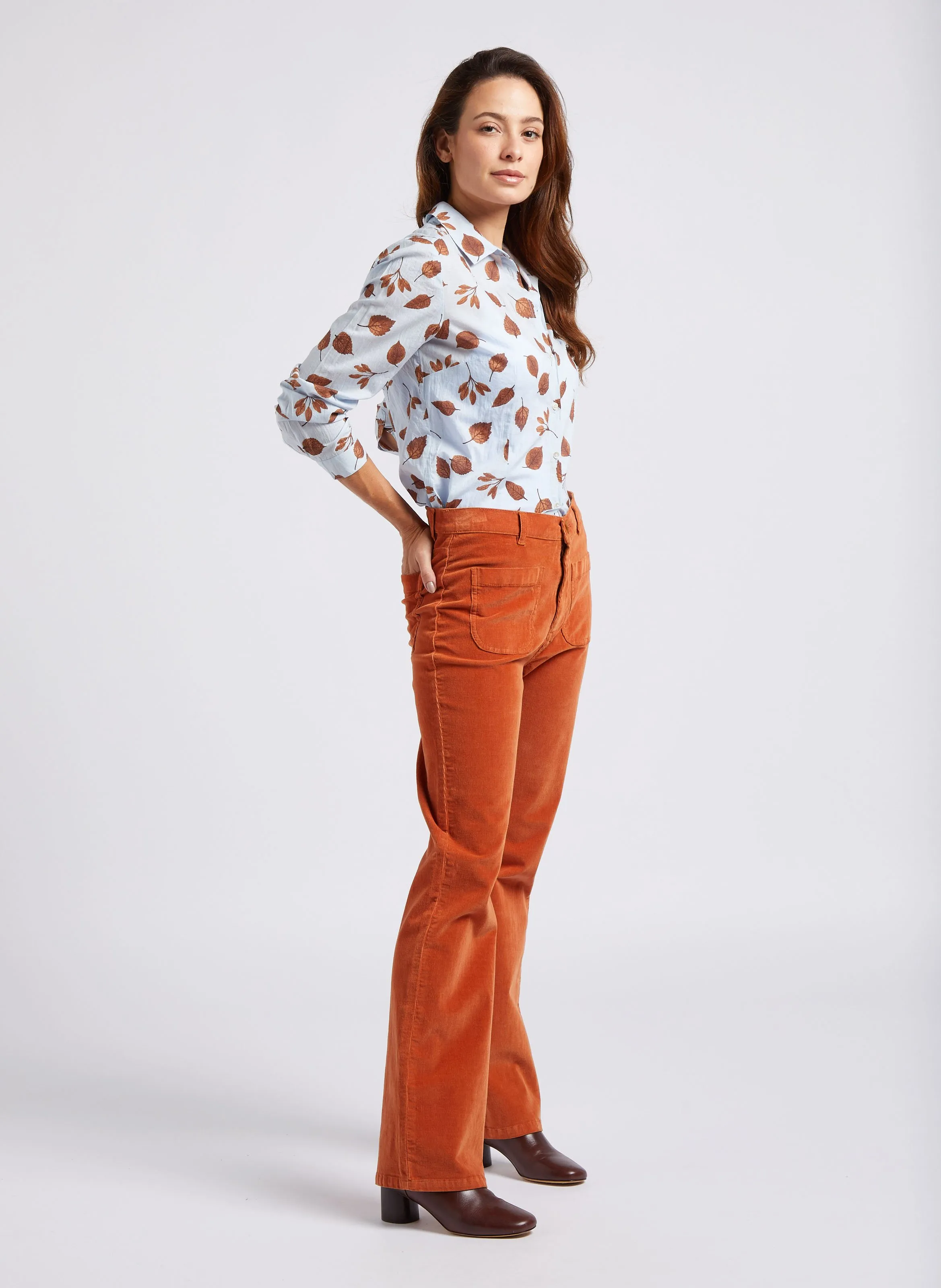  NICE THINGS   Camicia sciancrata collo classico in cotone | Blu