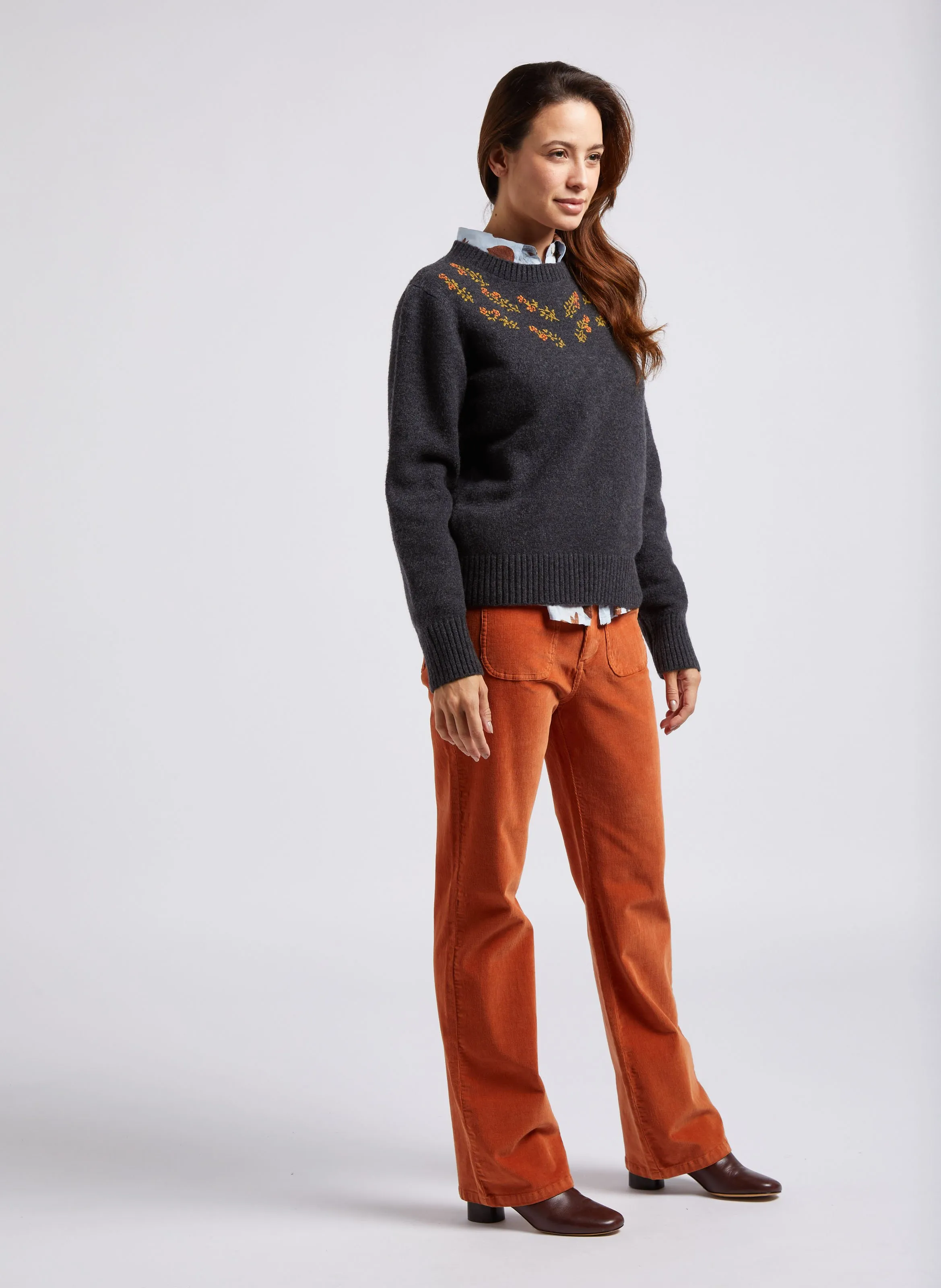  NICE THINGS   Camicia sciancrata collo classico in cotone | Blu