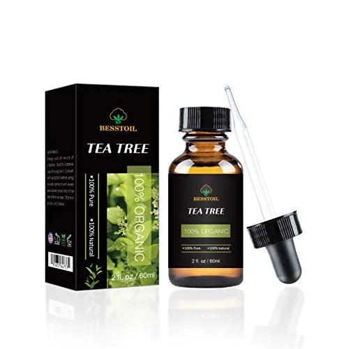 Olio essenziale dell'albero del tè 100% organico puro e non diluito, unghie e capelli per il viso, trattamento per l'acne (60ml)