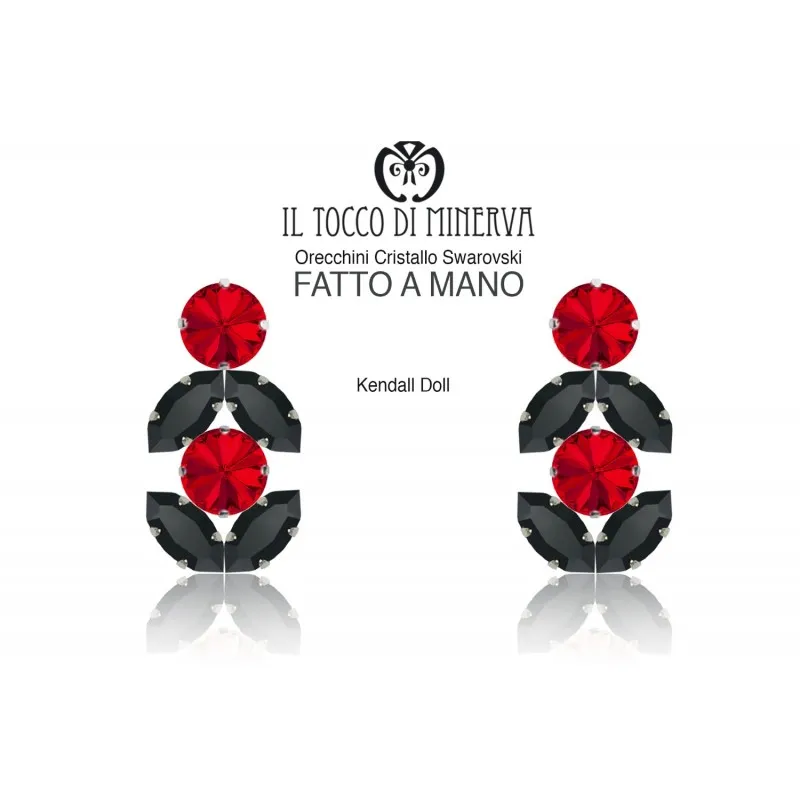 Orecchini Swarovski Kendall Doll Rosso Nero – realizzati a mano – HandMade