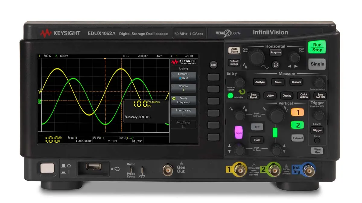 Oscilloscopio Da banco Keysight Technologies EDUX1052A, 2 ch. analogici, 50MHz, Cert. ISO
