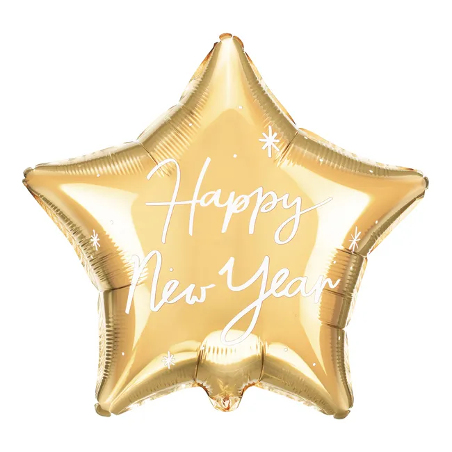 Palloncino Happy New Year stella oro 38 x 44 cm - PartyDeco