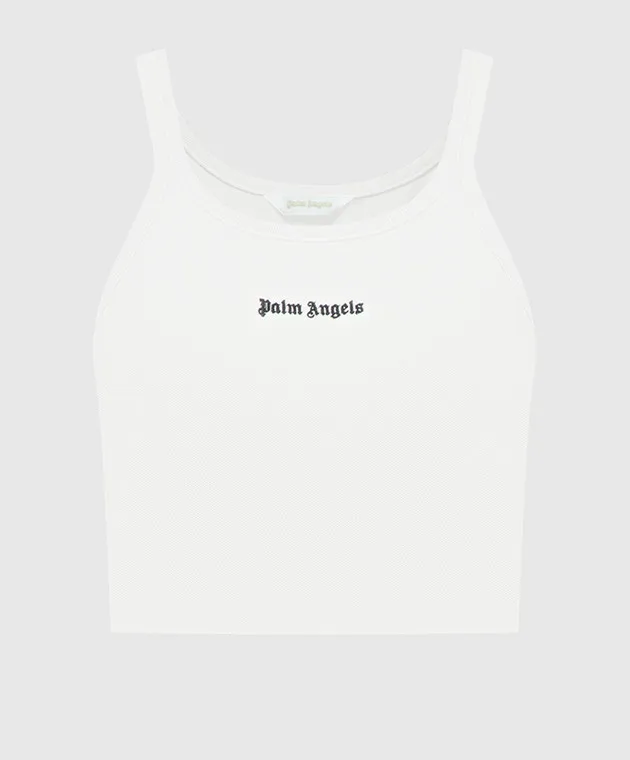 Palm Angels Top bianco con ricamo logo a contrasto PWAD060S24FAB002