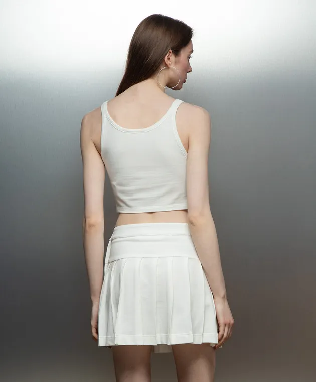 Palm Angels Top bianco con ricamo logo a contrasto PWAD060S24FAB002