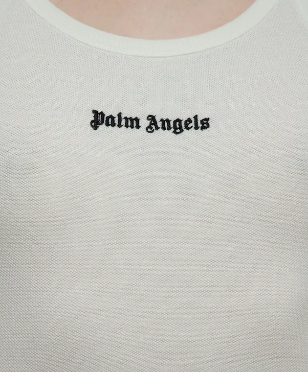 Palm Angels Top bianco con ricamo logo a contrasto PWAD060S24FAB002