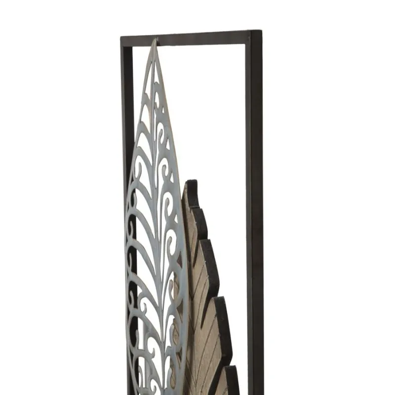 Pannello In Ferro E Legno Foglie -B- Cm 30,5X2,5X99,5