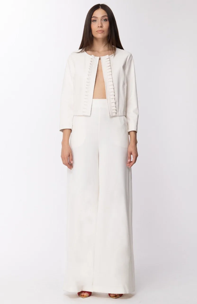 Pantalone a palazzo basic Bianco