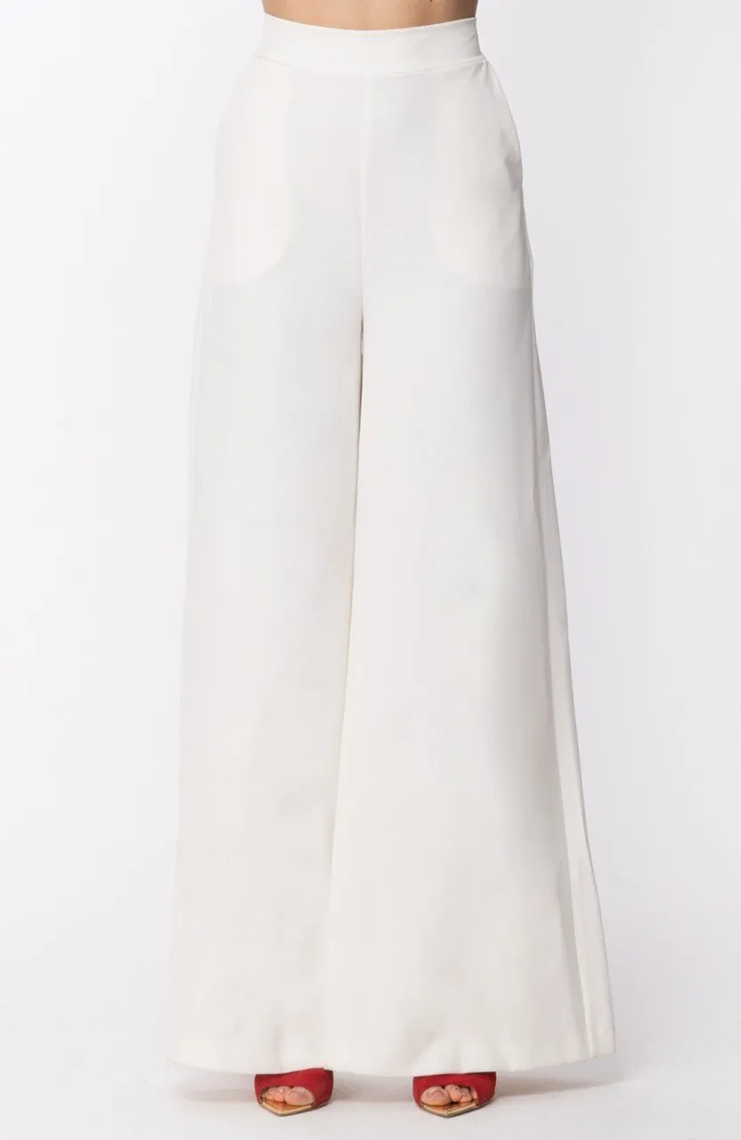 Pantalone a palazzo basic Bianco