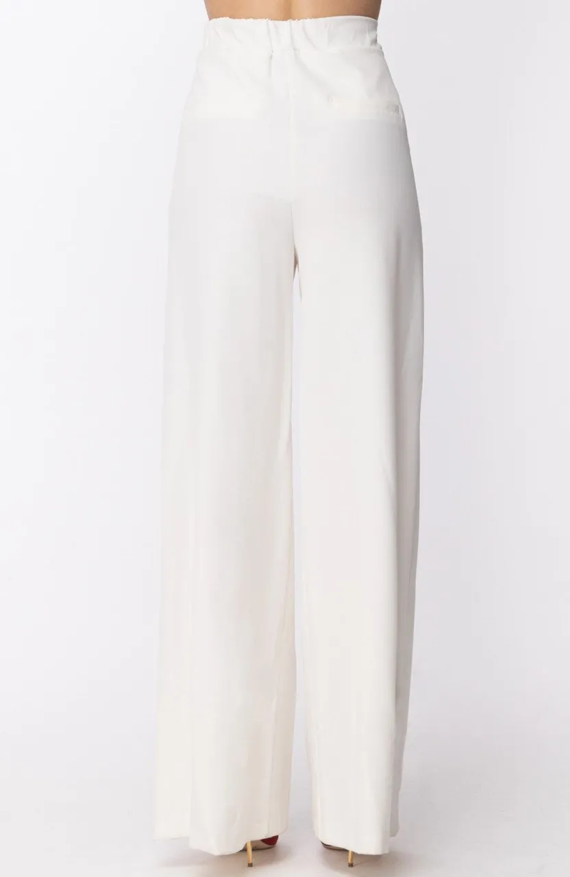 Pantalone a palazzo basic Bianco