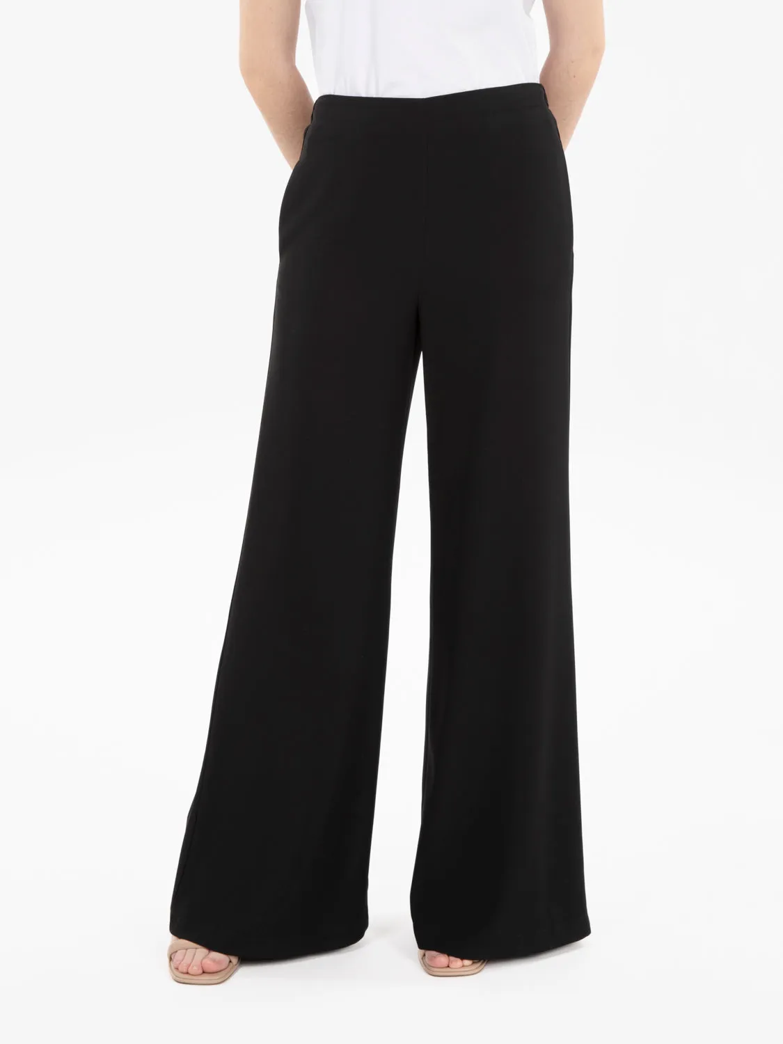 Pantalone a palazzo in cady nero