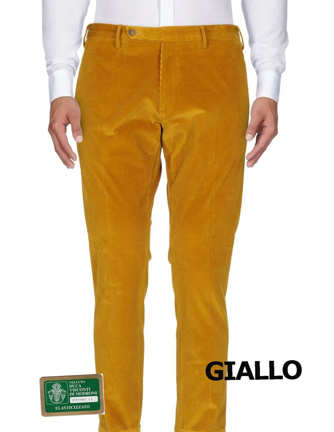 Pantalone in cotone Velluto a coste Giallo