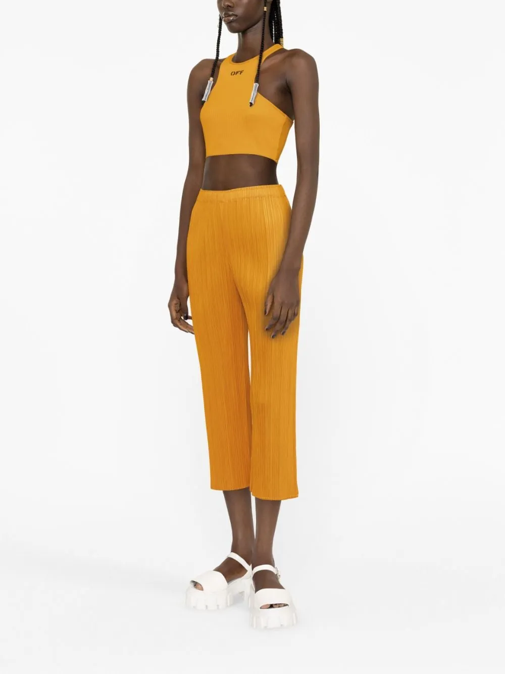 pantalone in tessuto plissé