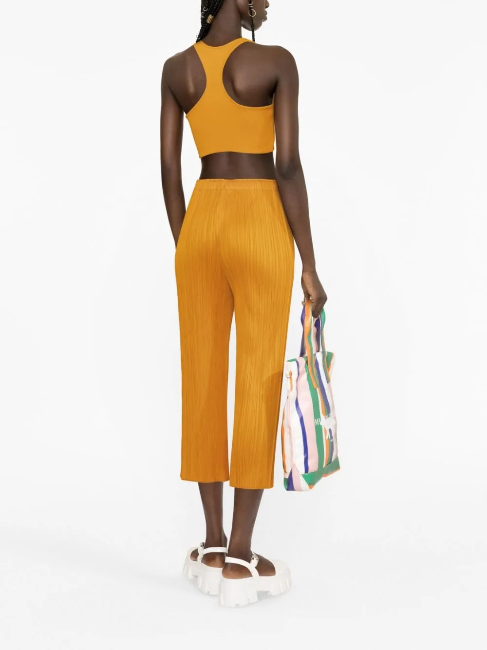pantalone in tessuto plissé