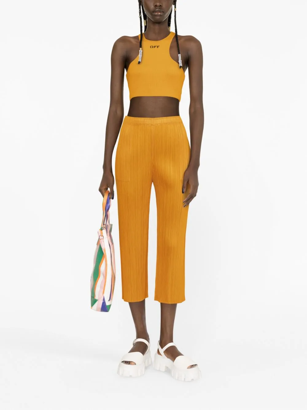 pantalone in tessuto plissé