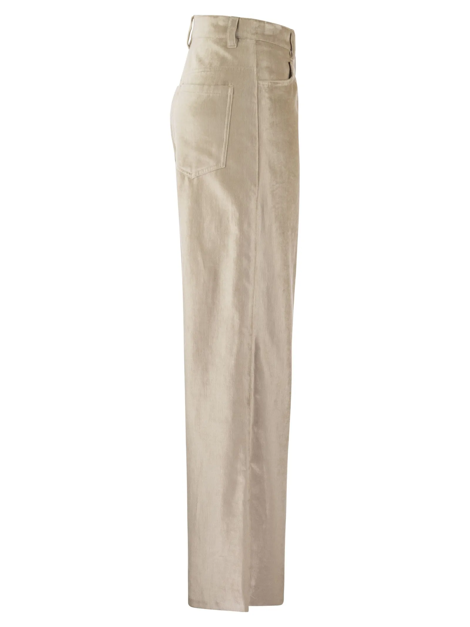 Pantalone Loose in velluto Sleek di cotone e viscosa
