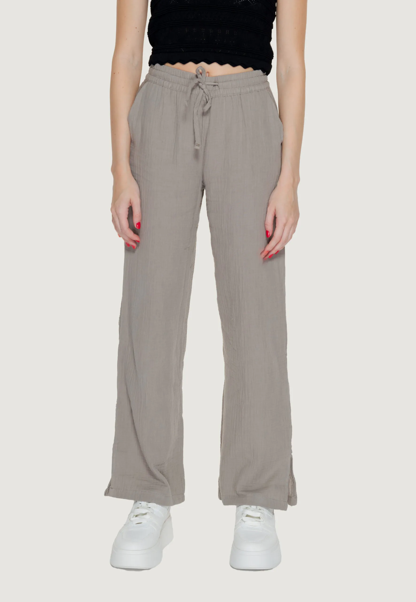 Pantaloni a palazzo Jacqueline De Yong JDYTHEIS LIFE WIDE SLIT PANT WVN NOOS Beige scuro