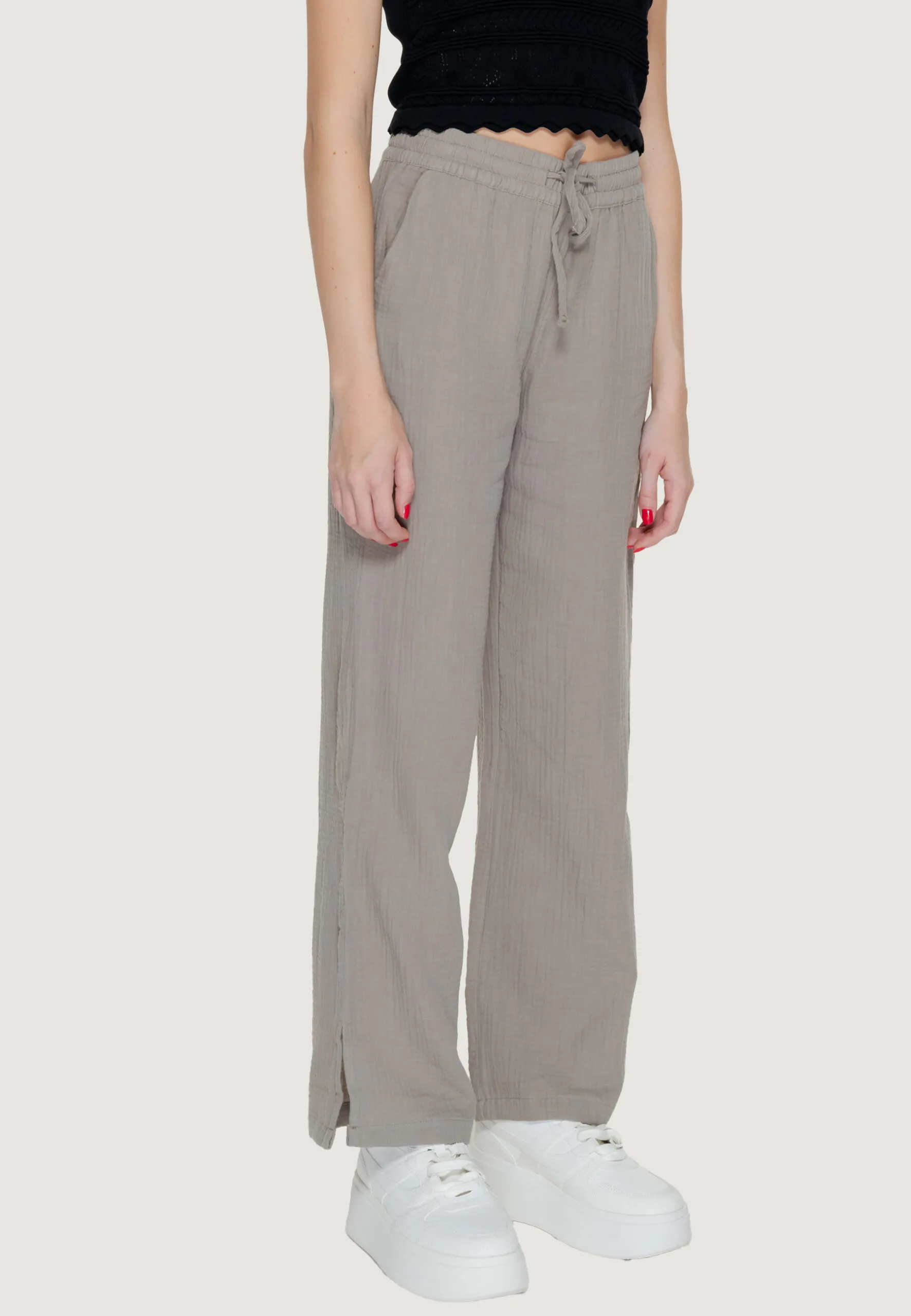 Pantaloni a palazzo Jacqueline De Yong JDYTHEIS LIFE WIDE SLIT PANT WVN NOOS Beige scuro