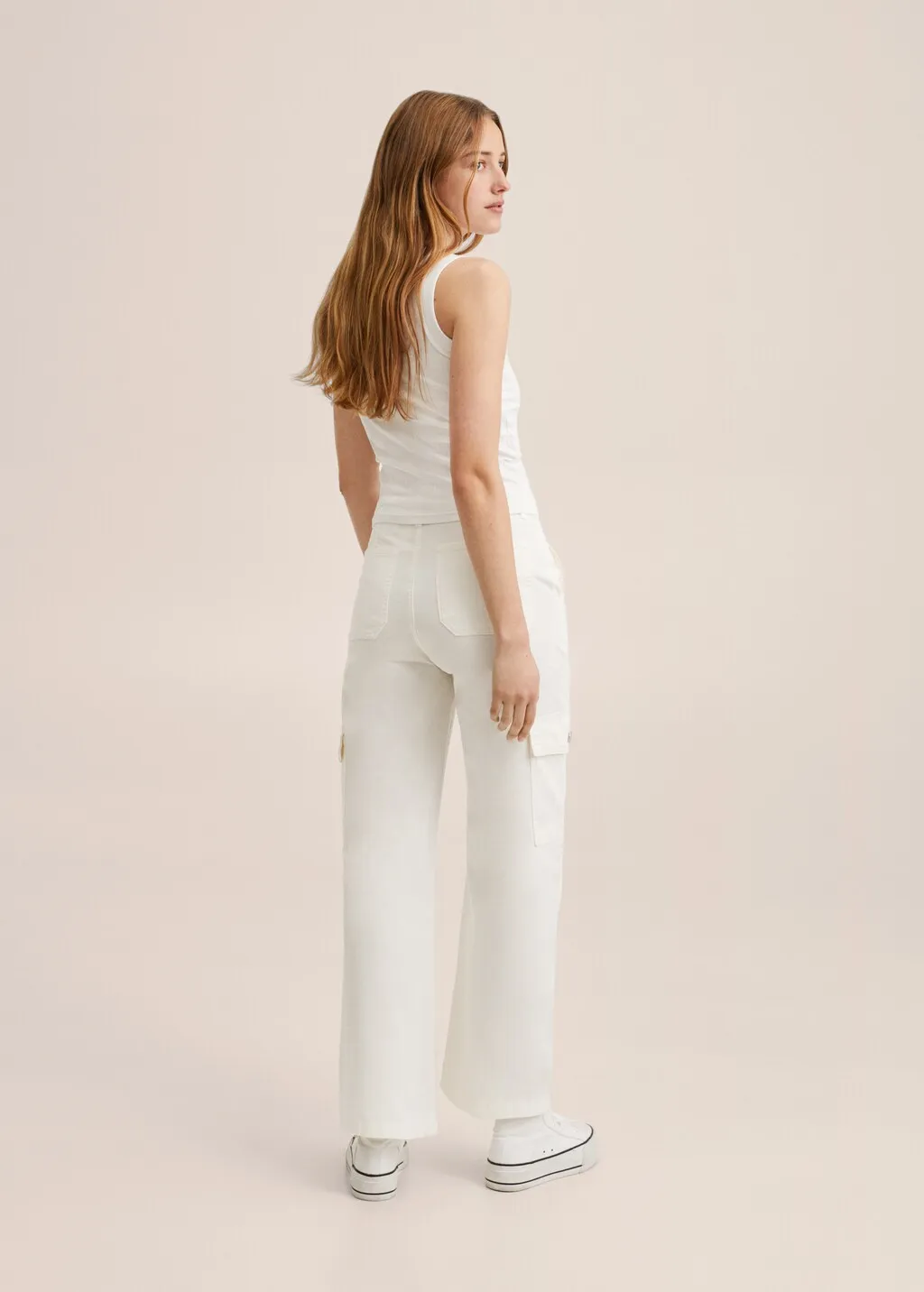 Pantaloni cargo cropped cotone