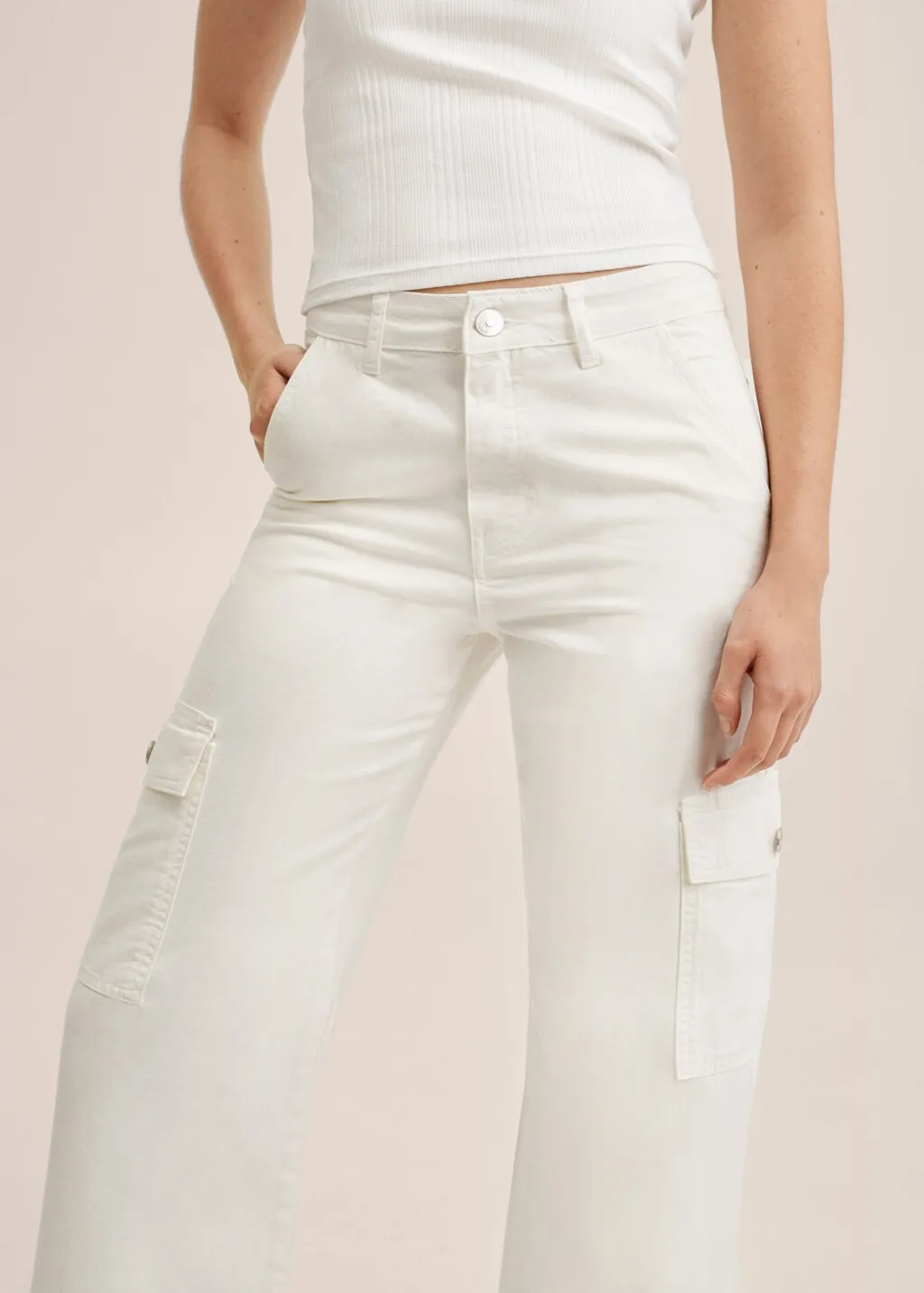 Pantaloni cargo cropped cotone