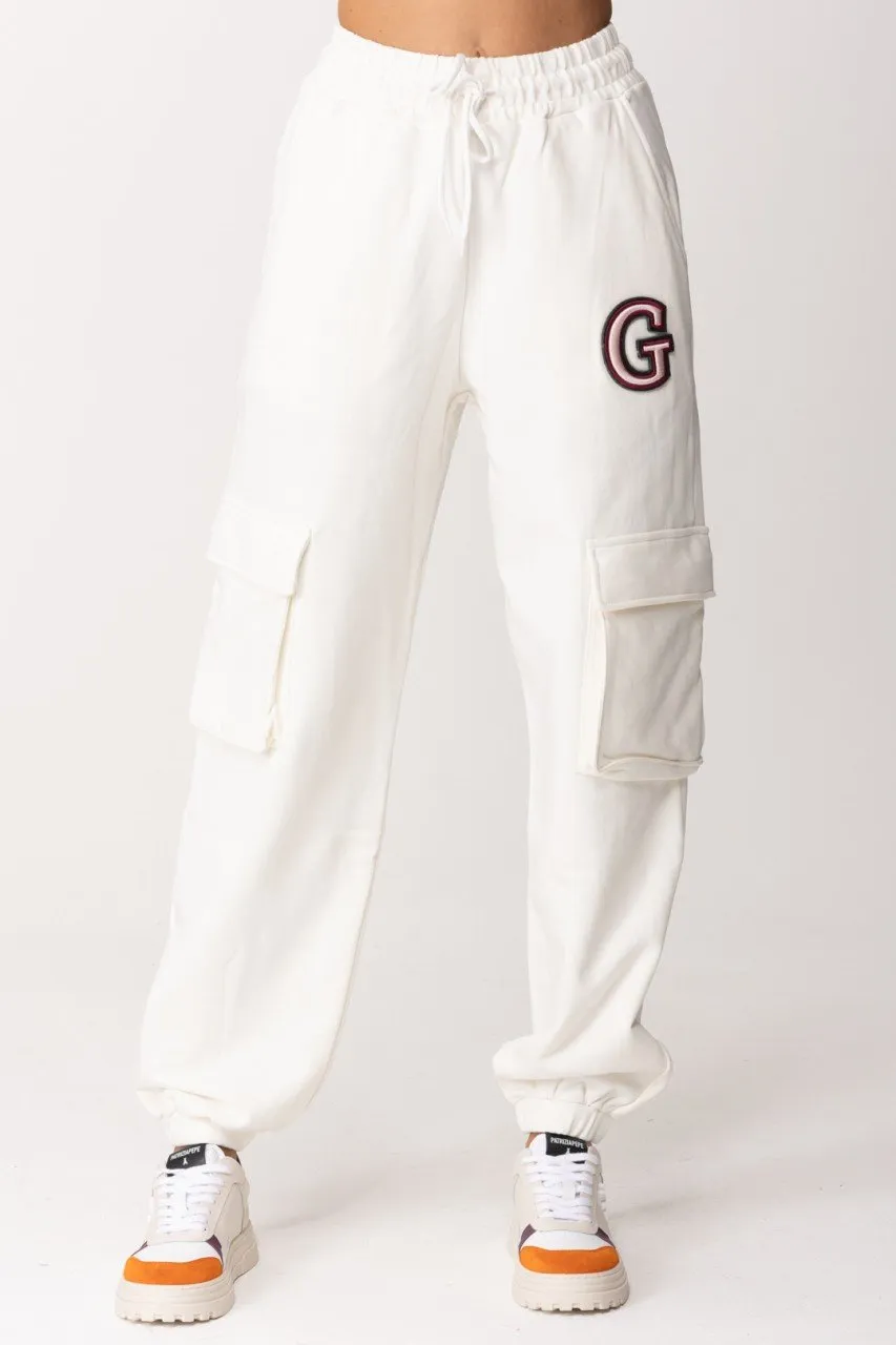 Pantaloni cargo in felpa Offwhite