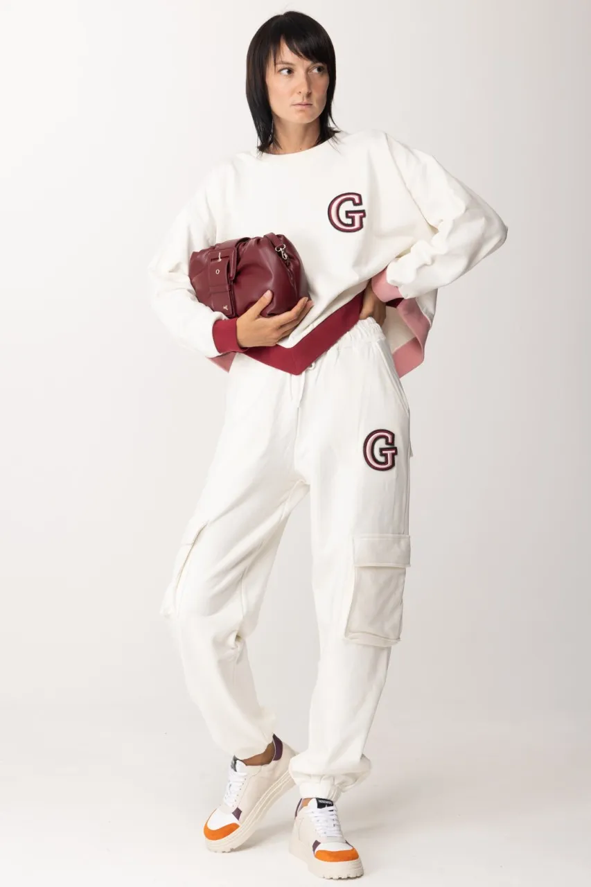 Pantaloni cargo in felpa Offwhite